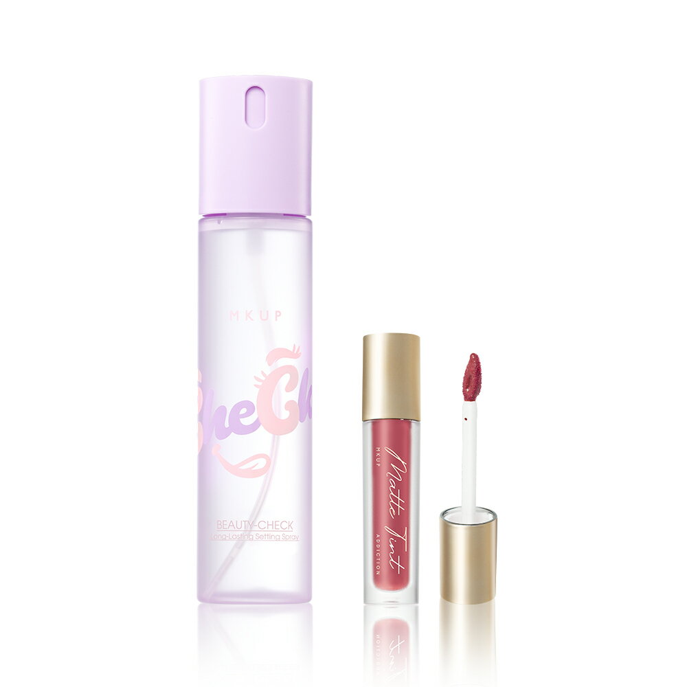 MKUP 美咖 外貌Check持久定妝噴霧+水裸霧面唇釉(05熟成、06杏桃效期20270630)