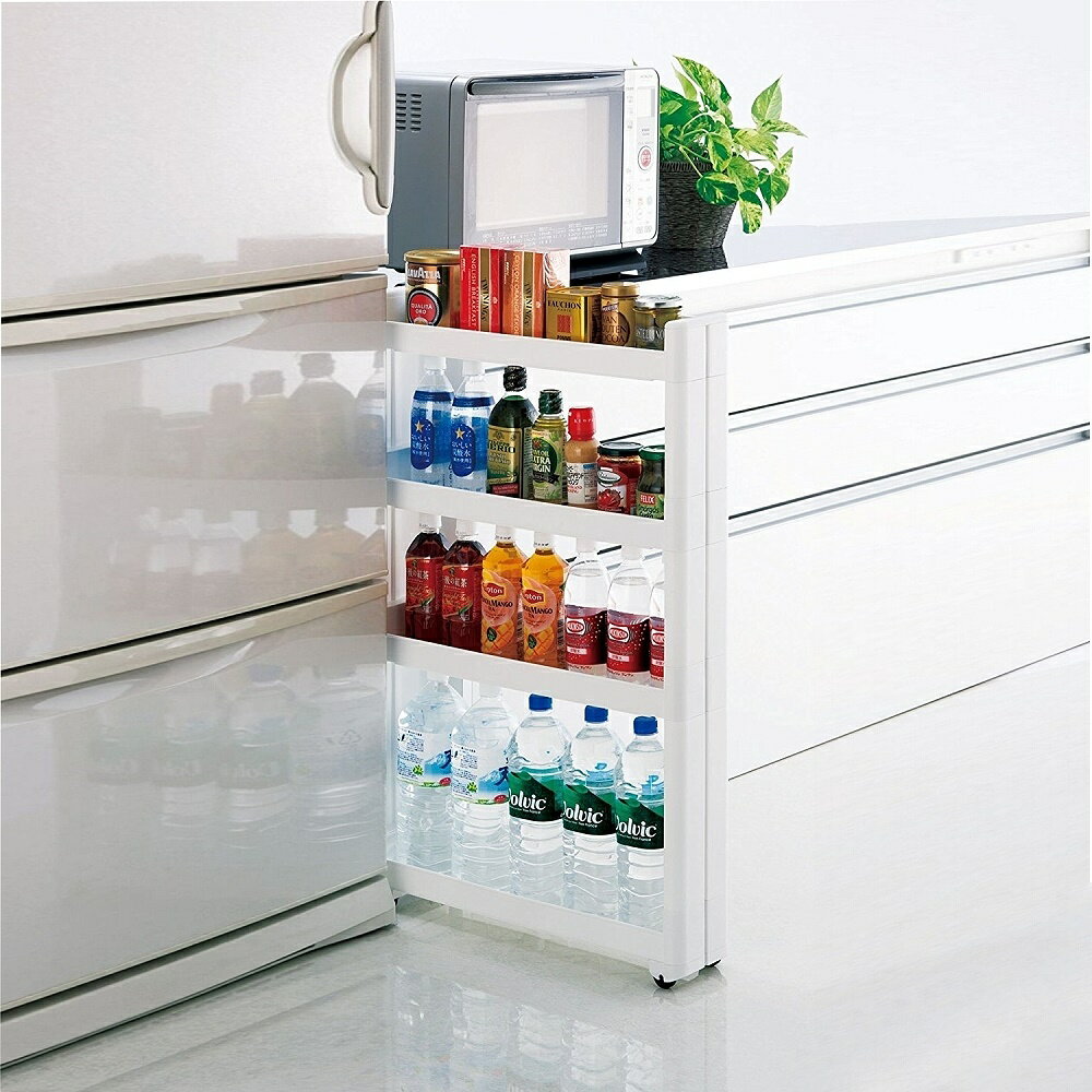 【促銷】日本製造FUDOGIKEN寬12.5深55公分4層隙縫架(附滑輪)