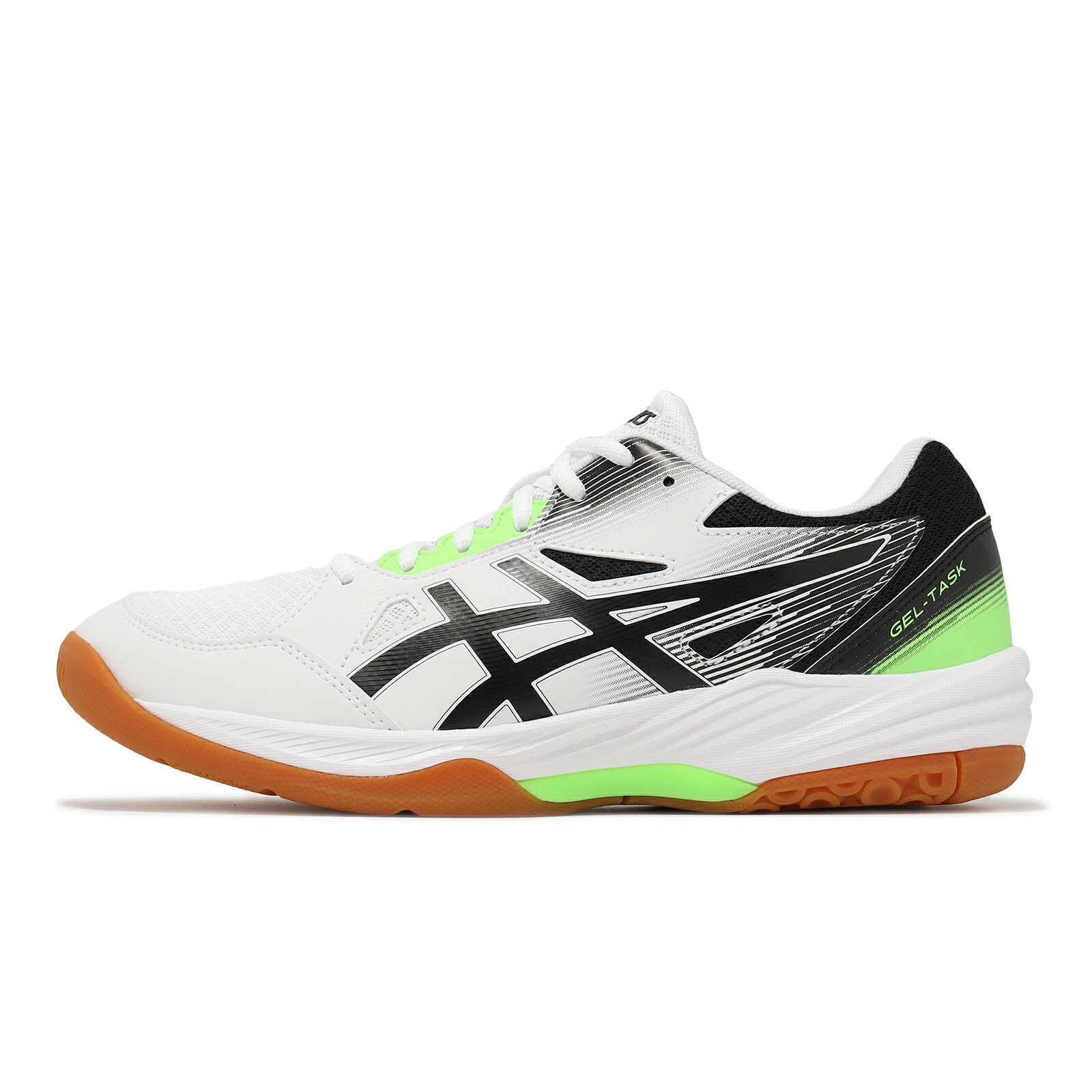 Asics 排球鞋 GEL-Task 3 男鞋 白 黑 綠 皮革 亞瑟膠 緩衝 室內運動 羽排鞋 亞瑟士 1071A077102