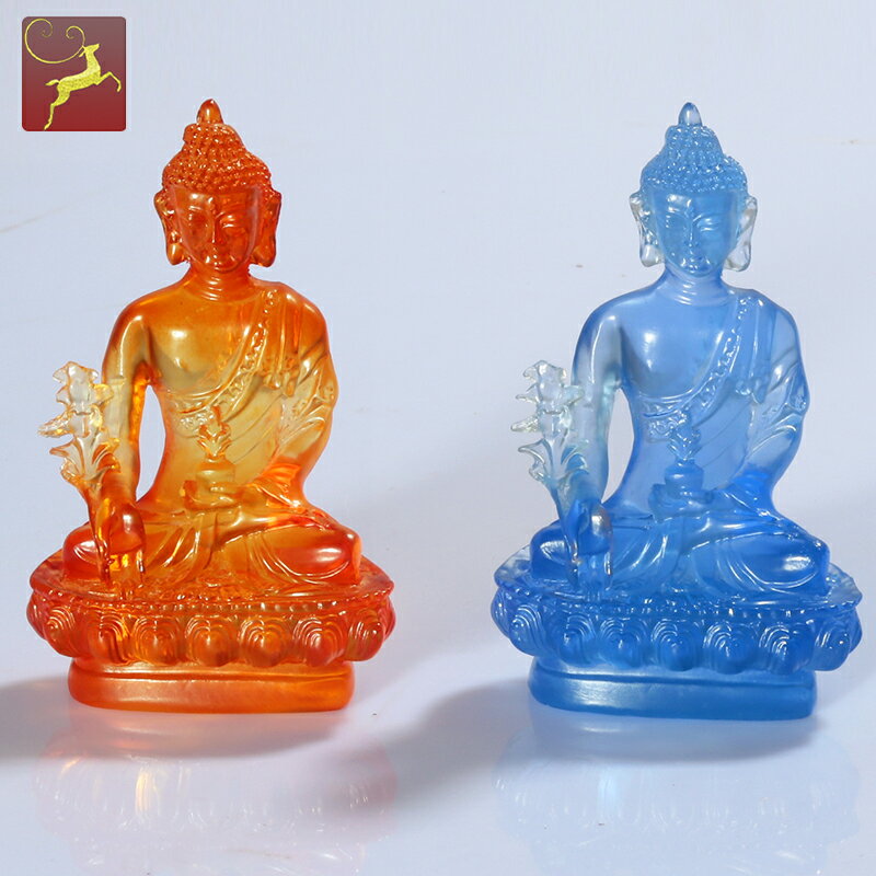 藥師佛擺件水琉璃工藝品四臂觀音密宗佛像家居玄關藥店櫃臺裝飾品