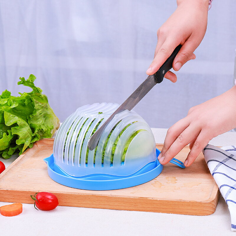 抖音同款沙拉神器蔬菜沙拉切割碗水果沙拉制作筐鏤空切色拉碗模具1入