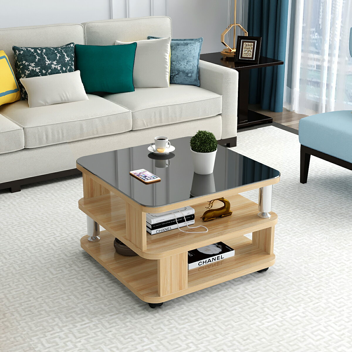 可移動小茶幾簡約現代家用小戶型桌子客廳沙發邊幾陽臺帶輪小方桌