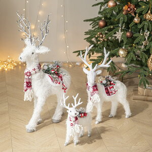 聖誕節裝飾品白色麋鹿公仔玩偶家用商場櫥窗布置聖誕樹擺件道具 全館免運