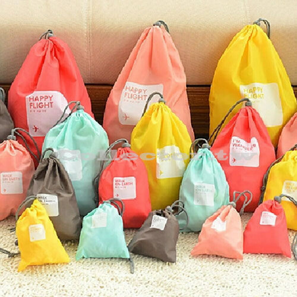 ✤宜家✤韓版 糖果色抽繩束口袋(4入裝) 衣物旅行收納袋 防水內衣整理袋