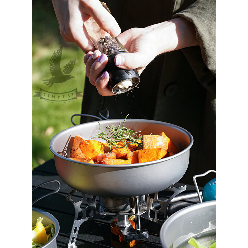 【燉煮兩用】鈦燉蒸鍋 鈦燉鍋 鈦煎鍋 平底鍋 湯鍋 鈦烤鍋 鈦鍋 戶外鍋具 登山炊具 露營 輕量無毒 鈦折疊鍋 鈦蒸煮鍋 8