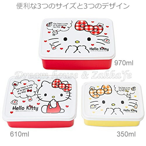 日本進口 sanrio 三麗鷗 Hello Kitty 凱蒂貓 保鮮盒/便當盒 《 大中小/一組 》★ 日本製 ★ Zakka'fe