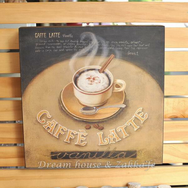鄉村仿舊木板畫 咖啡 《LATTE》★質感很棒★