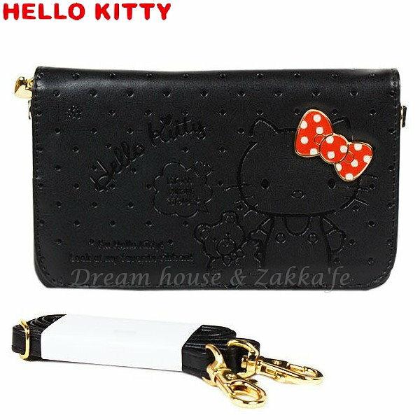 日本 三麗鷗 Hello Kitty 可拆式多用途 側背/手拿 皮包/皮夾 《 多夾層 附可拆式背帶喔 》★ Zakka'fe ★