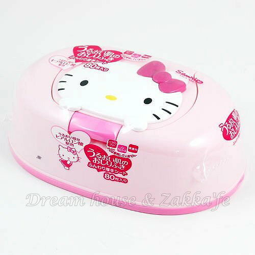 日本限定 正版三麗鷗 Sanrio KITTY 造型濕紙巾盒 《 內含80枚紙巾 盒子可重複使用 》 ★ Zakka'fe ★
