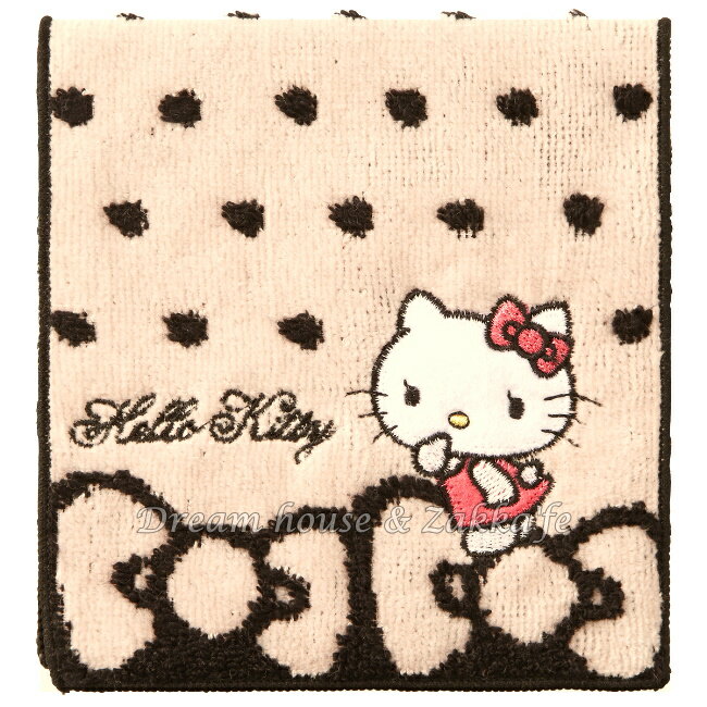 日本三麗鷗 Kitty 毛巾小物袋/毛巾布折袋《 蝴蝶結 》★ 收納私密小物/暖暖包/保冷袋 多用途喔 ★ Zakka'fe