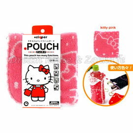 日本三麗鷗 Kitty 拉鍊毛巾小物袋/毛巾布折袋《 日本製 》★ 收納私密小物/暖暖包/保冷袋 多用途喔 ★ Zakka'fe