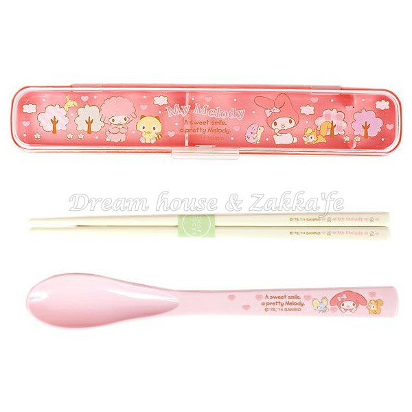 日本進口 sanrio 三麗鷗 My Melody 美樂蒂 環保筷子湯匙組/環保餐具組 《 附收納盒 》 ★ 日本製 ★ Zakka'fe