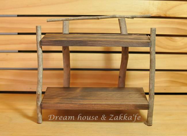 原木仿舊雙層收納架/展示座《自然原木》★很漂亮喔★ Zakka'fe