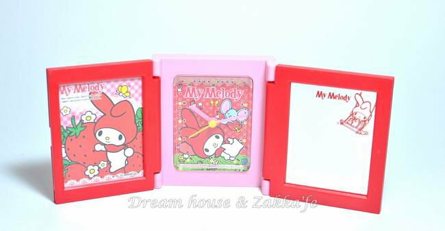 日本正版 My Melody 多功能摺疊鏡子/鬧鐘/相框《 10週年紀念版 》★ 可愛實用喔 ★