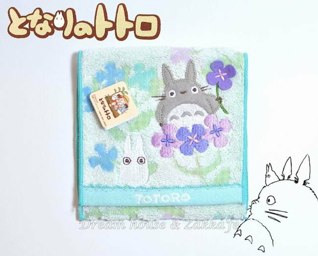 日本宮崎駿 龍貓 Totoro 毛巾小物袋/毛巾布折袋 《 藍色 》★ 收納私密小物/暖暖包/保冷袋 多用途喔 ★