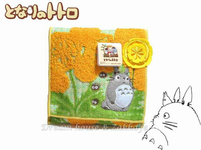 日本宮崎駿 龍貓 Totoro 毛巾小物袋/毛巾布折袋 《 橘花底 》★ 收納私密小物/暖暖包/保冷袋 多用途喔 ★