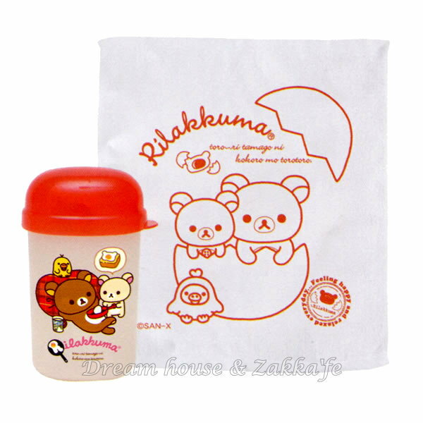 日本 San-X 拉拉熊 Rilakkuma 純棉 手帕/毛巾/方巾 《 附同系列收納罐 》 ★ 日本原裝進口 ★