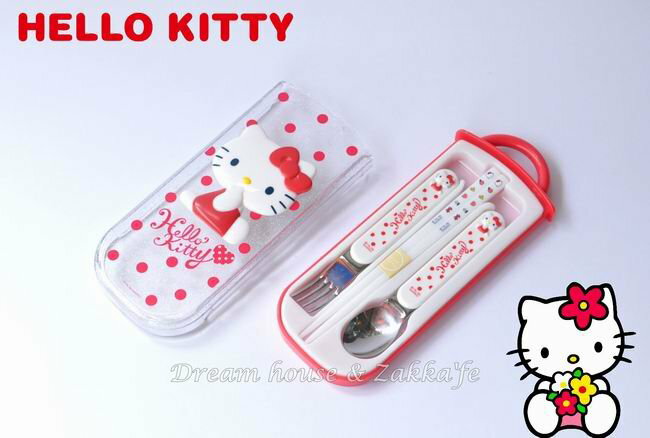 日本 sanrio 三麗鷗 Hello Kitty 兒童 環保餐具組 《 立體凱蒂貓 》 ★ 日本製 ★