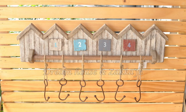 Zakka 鄉村風仿舊復古木製 屋子造型掛勾 《 6勾 》★ 仿舊感十足 ★ Zakka'fe