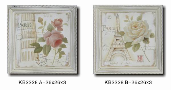 鄉村仿舊復古木製巴黎玫瑰畫《2款任選》★質感很棒★