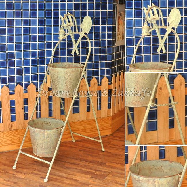 Zakka鄉村風仿舊復古 鍛鐵蓮蓬頭 造型花器/花盆《雙盆設計》★ Zakka'fe ★