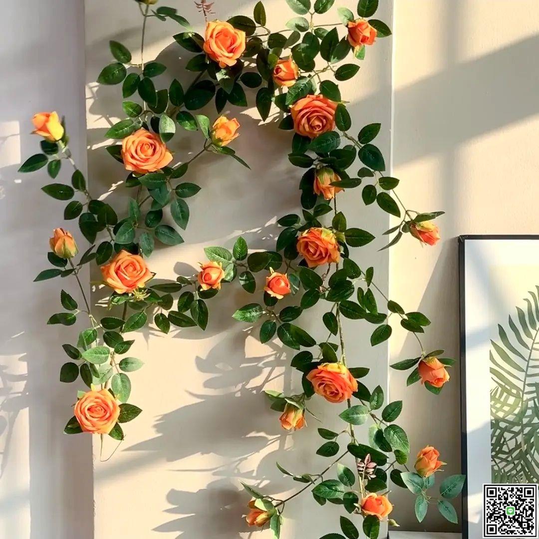 【大花藤】模擬玫瑰花藤條空調管道遮擋假花墻面壁掛花裝飾植物-UM.有米家居