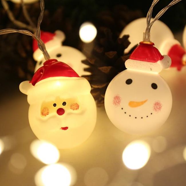 LED 聖誕節燈串 聖誕燈 聖誕燈飾 聖誕老人(20顆) 電池盒款 燈條 LED燈 聖誕節【塔克】
