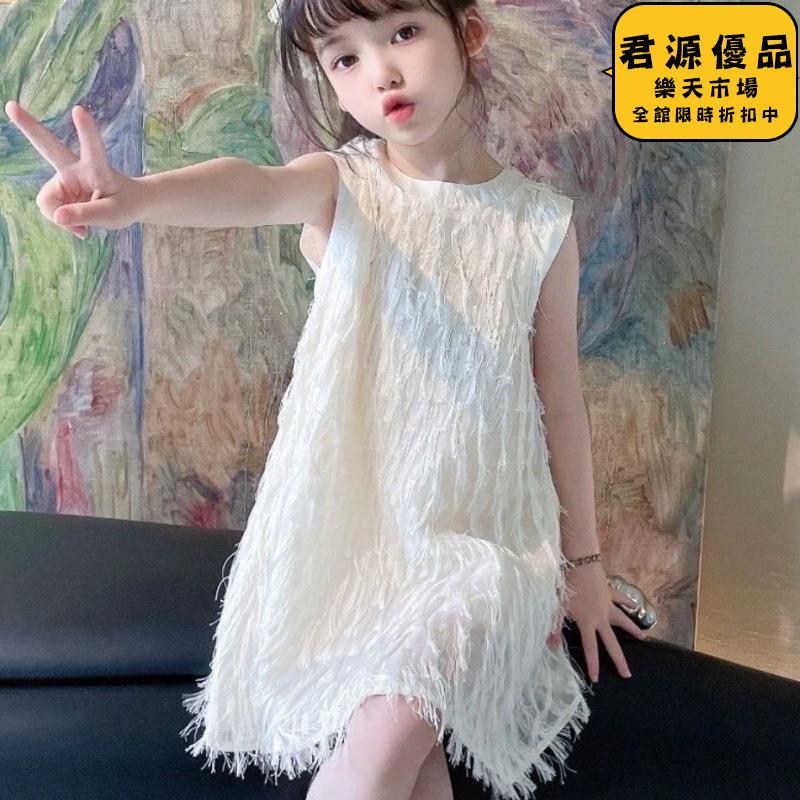 洋裝 女童洋裝 女童連衣裙 夏裝新款兒童背心公主裙 寶寶超仙流蘇蝴蝶結裙子 連衣裙