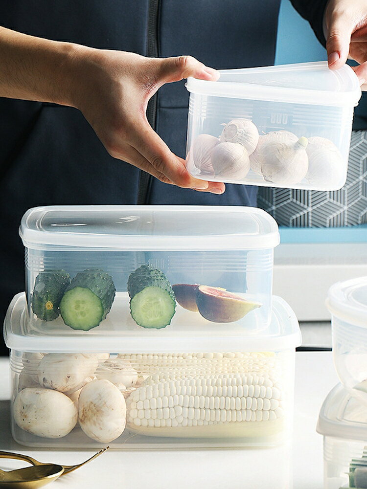 食品級塑料保鮮盒長方形透明帶蓋大號加厚密封食物收納盒