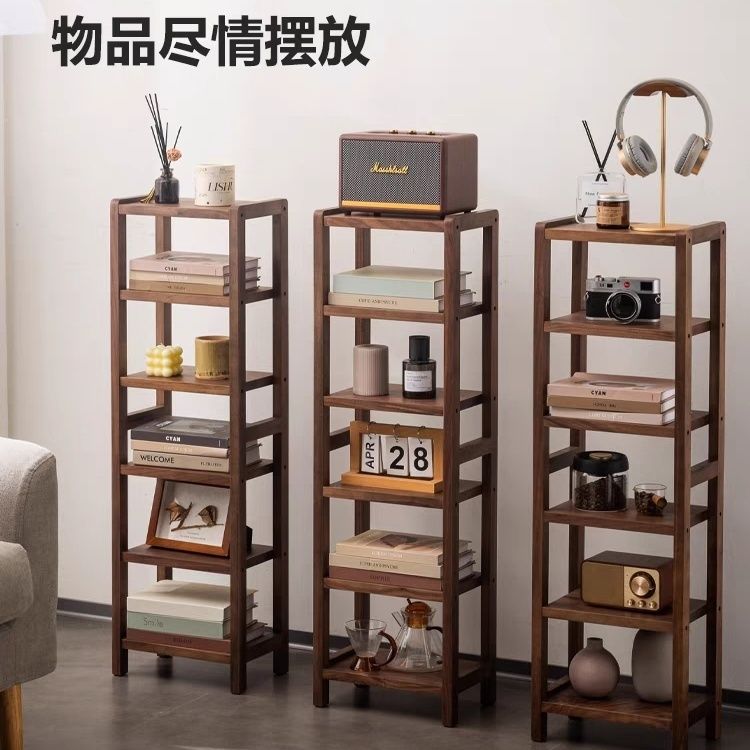 【含稅/可開票】黑胡桃實木鞋架家用多層門口收納架子置物架學生書架簡易小窄鞋櫃 快速出貨S