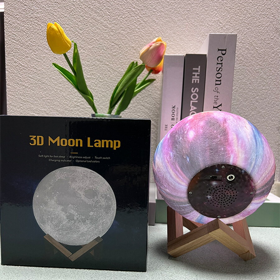 【星球夜燈音響】藍芽音響 小夜燈 桌面音響 創意擺件 火星造型 發光禮物 檯燈 節日送禮 氣氛燈 多功能合一