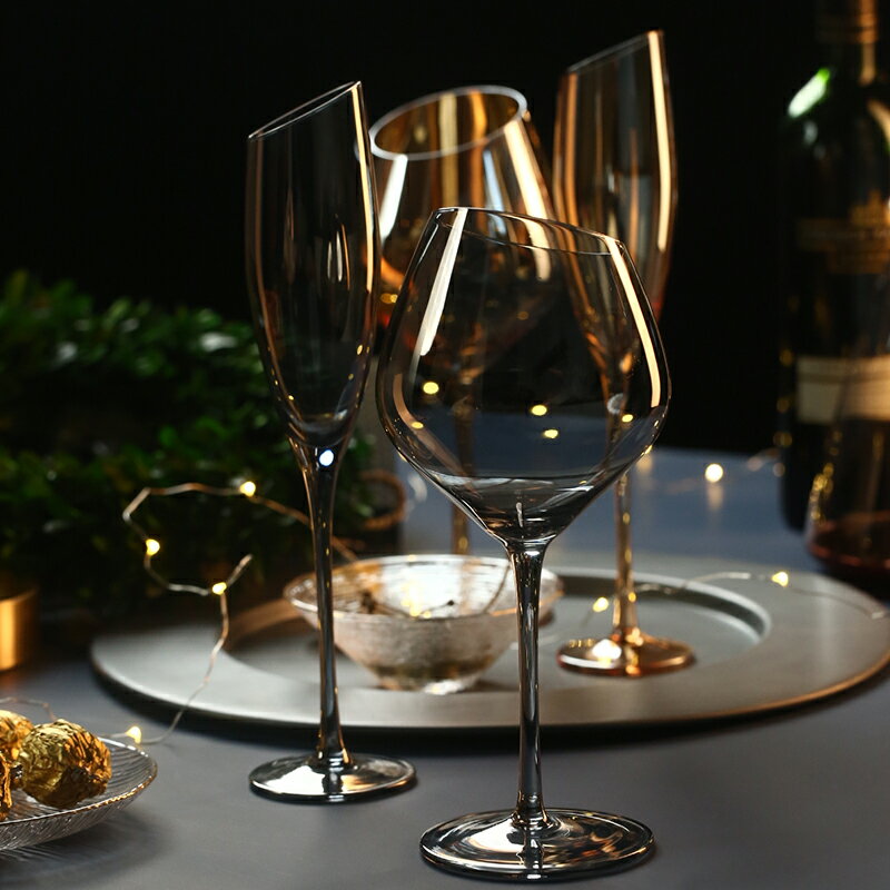 朵頤創意紅酒杯水晶杯家用高腳杯電鍍玻璃酒杯餐廳香檳杯無鉛酒具1入