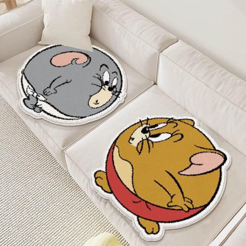 貓貓和老鼠可愛圓形坐墊2入