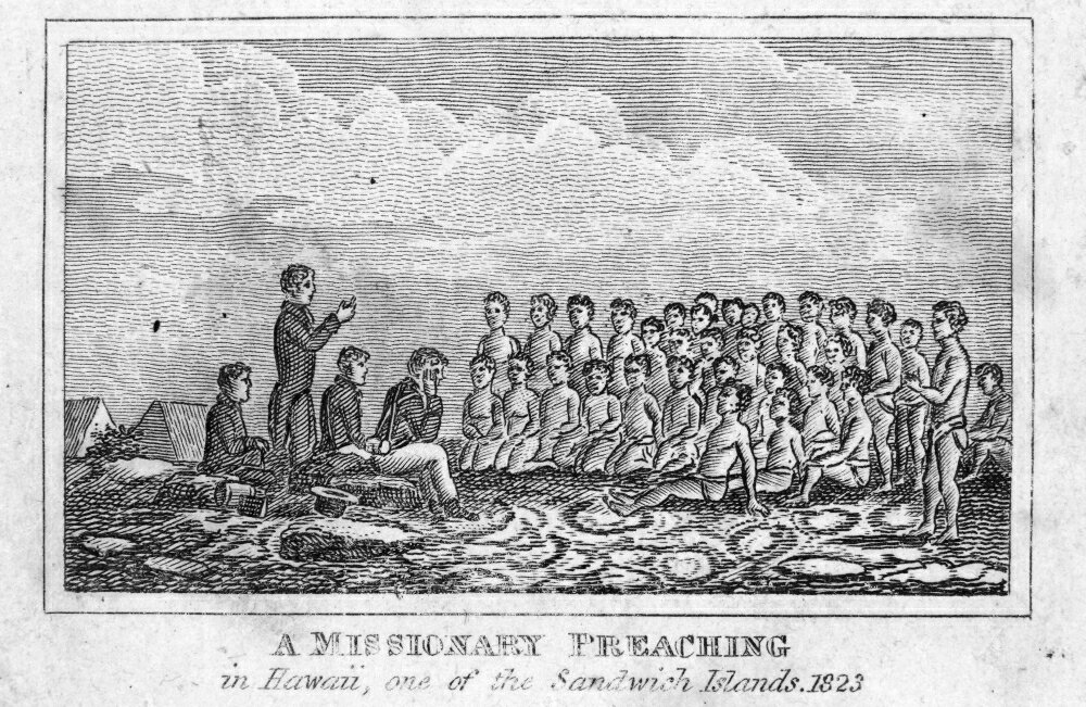Posterazzi Hawaiian Missionary 1823 Na Missionary Preaching In Hawaii 