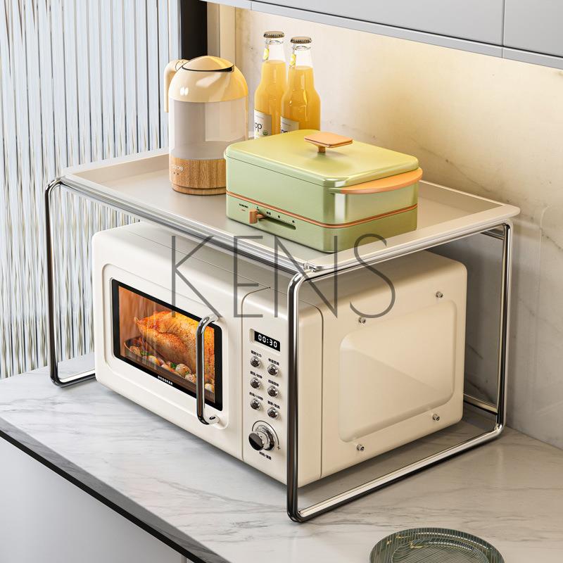 廚房置物架 輕奢微波爐置物架多功能家用臺面烤箱伸縮支架雙層收納架子