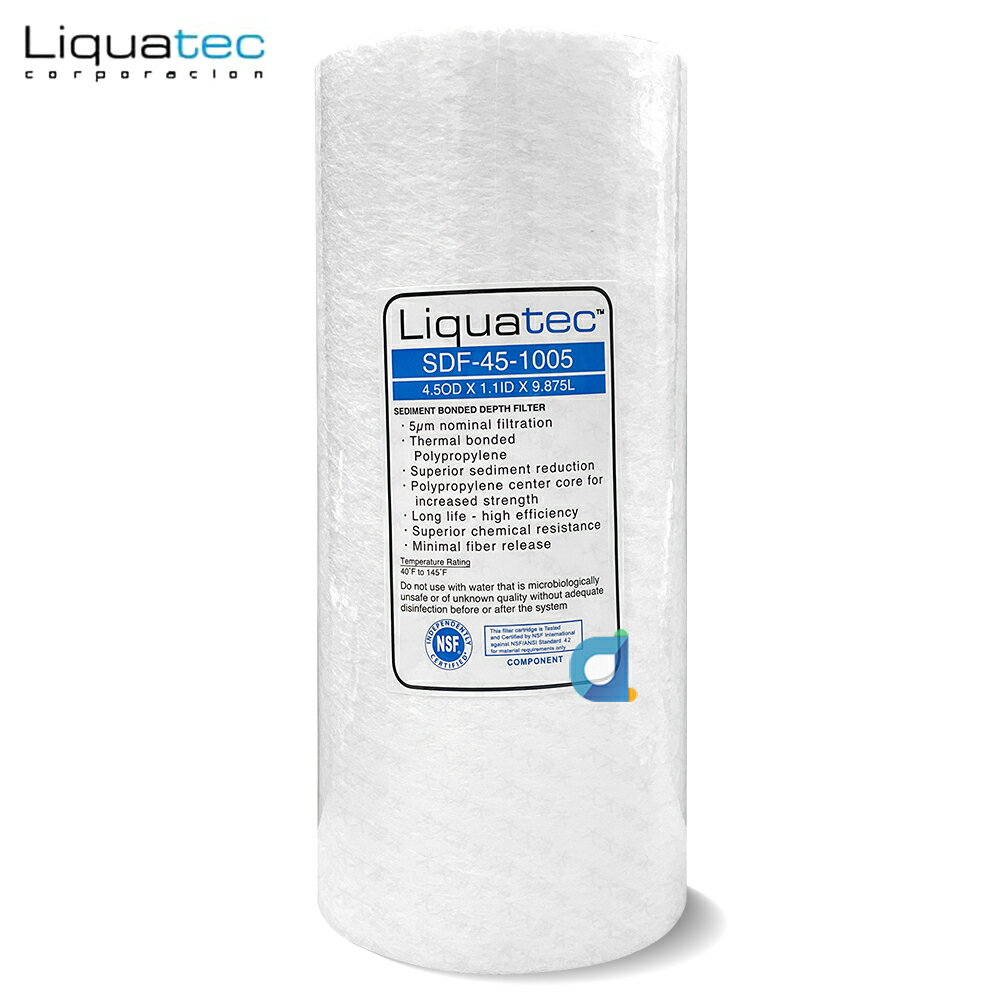 Liquatec 10英吋大胖5微米PP濾心 NSF認證(SDF-45-1005) 大大淨水