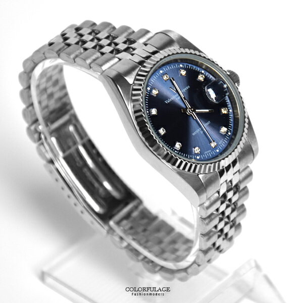 valentino coupeau深藍鏡面不鏽鋼手錶【NEV71】