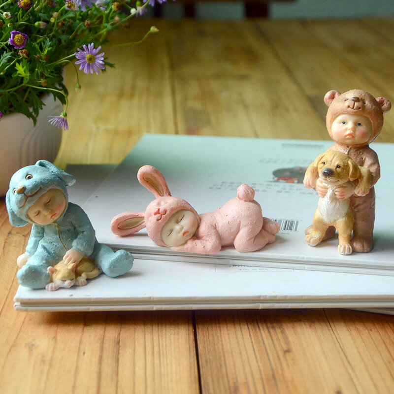 創意可愛小娃娃裝飾擺件寶貝治愈系睡覺夢天使兒童母親送生日禮物