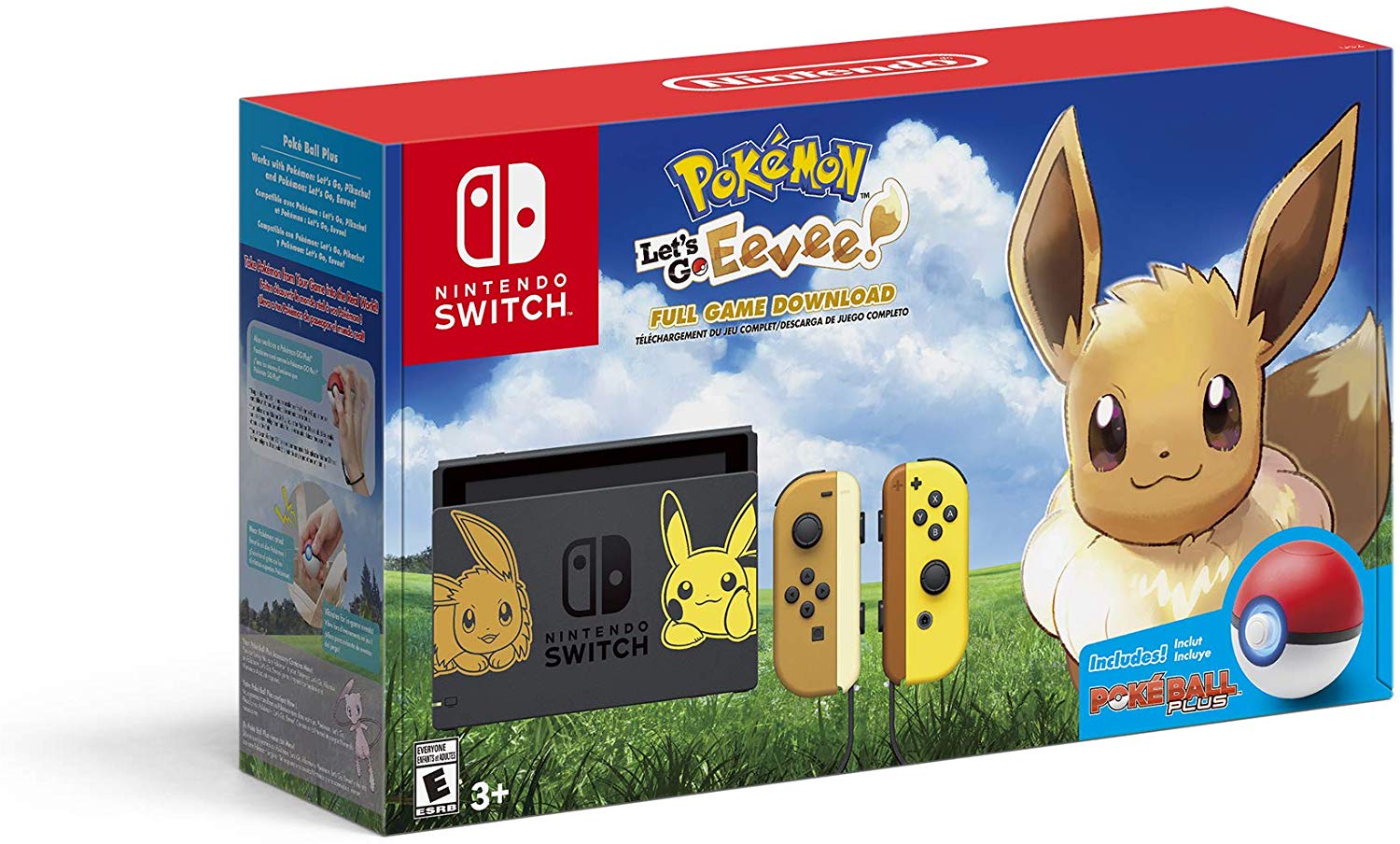 Nintendo Switch Console Bundle Pikachu Eevee Edition With Pokemon Lets Go Eevee Poke Ball Plus