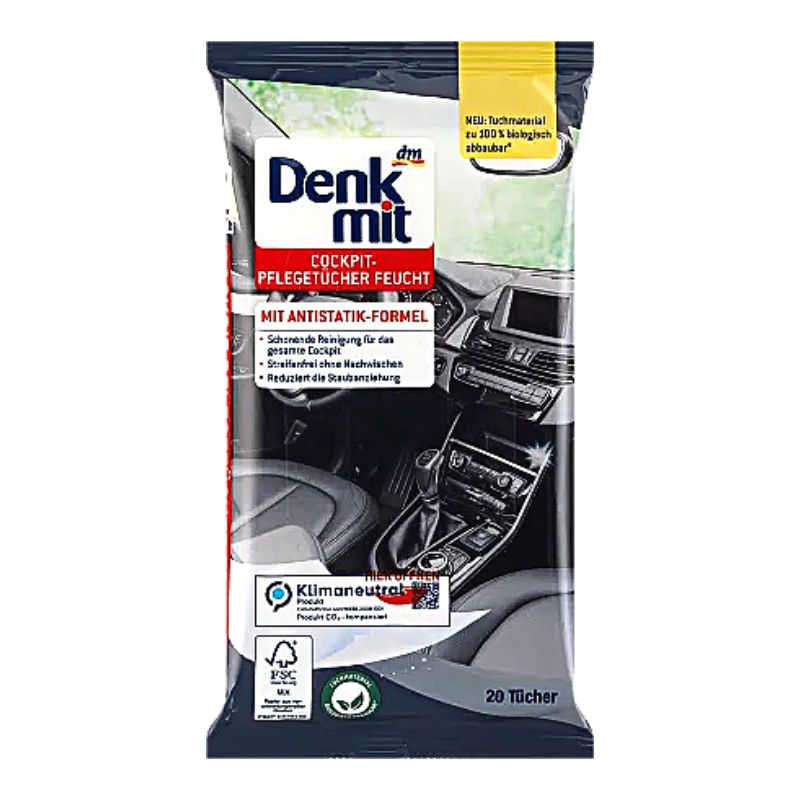 德國 dm Denkmit 汽車清潔濕紙巾 20入 車用內裝 清潔 汽車用品 濕紙巾 汽車專用 附發票現貨 ｜換季推薦⚡專櫃保養 初秋彩妝 品牌香氛 【心心哈德】