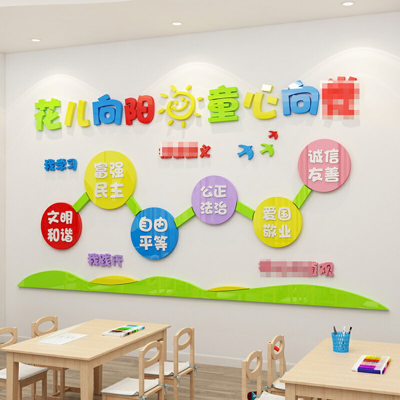 幼兒園墻面裝飾環創主題墻貼紙畫教室文化班級佈置樓梯走廊培訓