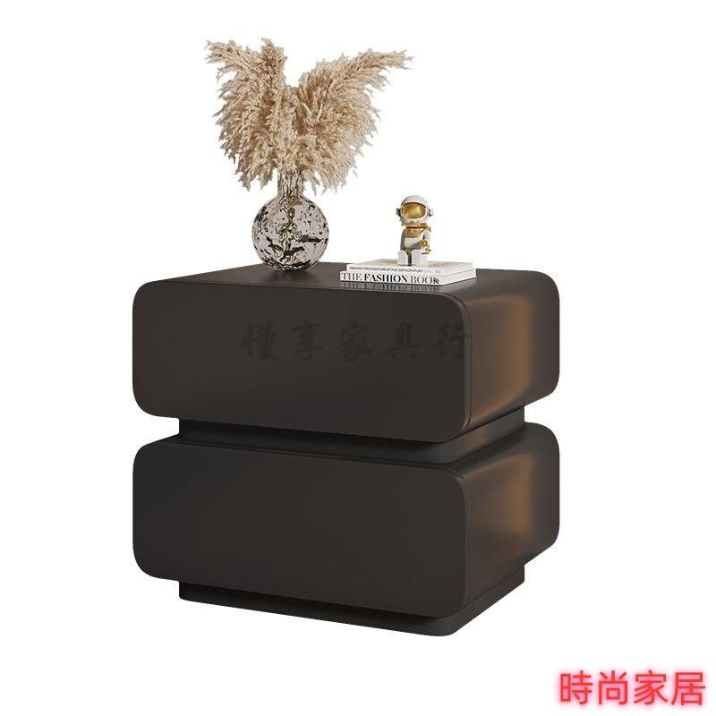 免運 公司貨 實木奶油風床頭櫃皮質簡約現代小型臥室床邊櫃極簡易收納櫃免安裝/001特惠/開立發票S1005