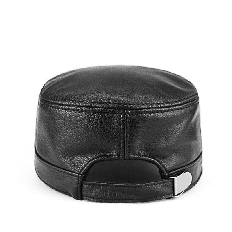 鴨舌帽真皮禮帽-休閒保暖平頂羊皮男帽子2色v1at13【巴黎精品】