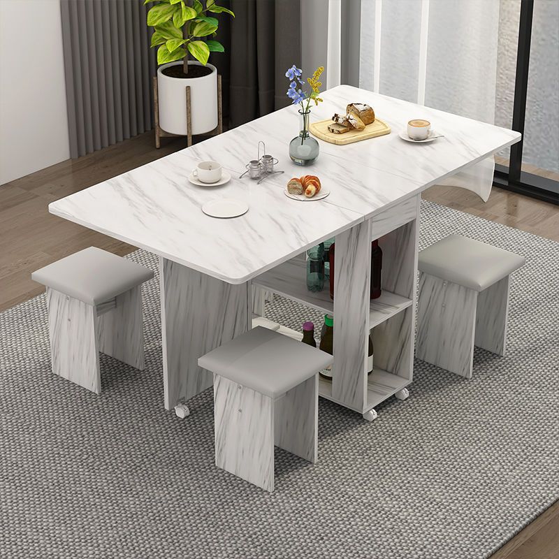 【免運】開發票 折疊餐桌家用小戶型簡易多功能桌椅組合長方形可移動吃飯桌子折疊