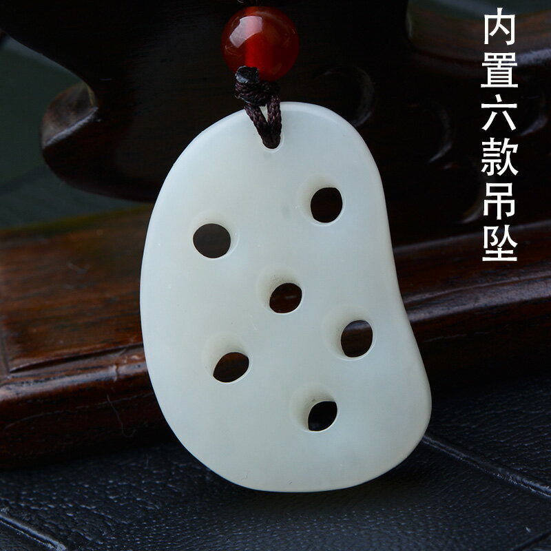 和田玉吊墜女款 連藕柳葉四季豆玫瑰花蓮花玉墜女士掛件 天然玉石1入