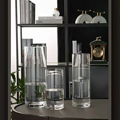 透明花瓶 花器 落地大號透明玻璃花瓶富貴竹插花器臥室客廳直筒簡約擺件水培水養