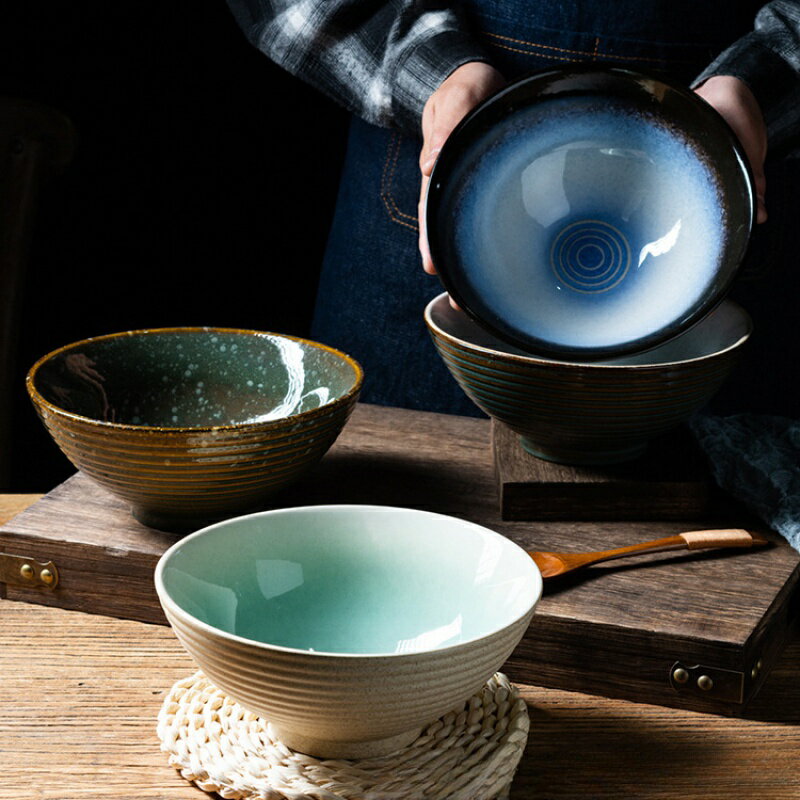 陶瓷日式餐具 拉麵碗 創意家用大號麵碗 湯碗 窯變釉碗 餐廳斗笠碗商用