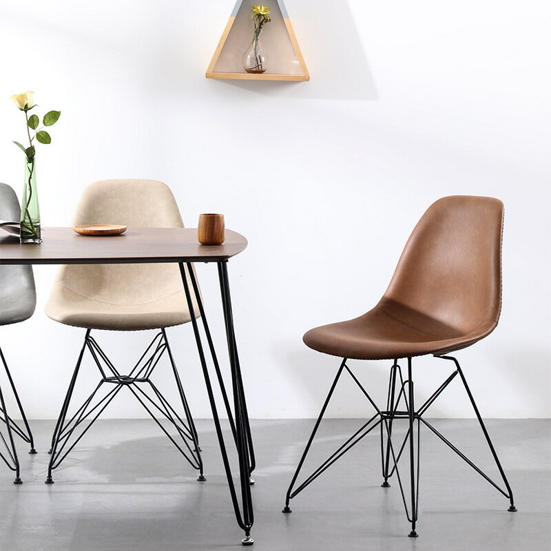 餐椅現代簡約家用北歐鐵藝軟包椅子靠背凳子休閒創意網紅ins輕奢