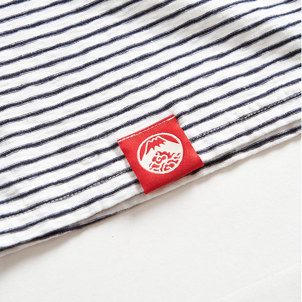 EDOKATSU江戶勝 LOGO字體刺繡條紋短袖T恤-男款 米白色 | EDWIN官方旗艦店直營店 | 樂天市場Rakuten