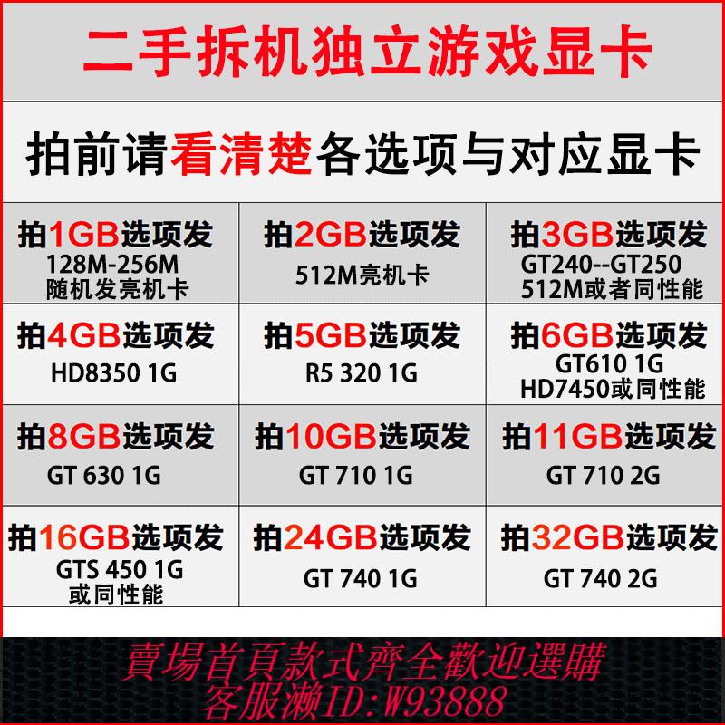 {可刷卡 打統編}包郵二手臺式機電腦PCIE128M 1G 2G獨立顯示卡610 710 450 740 顯示卡